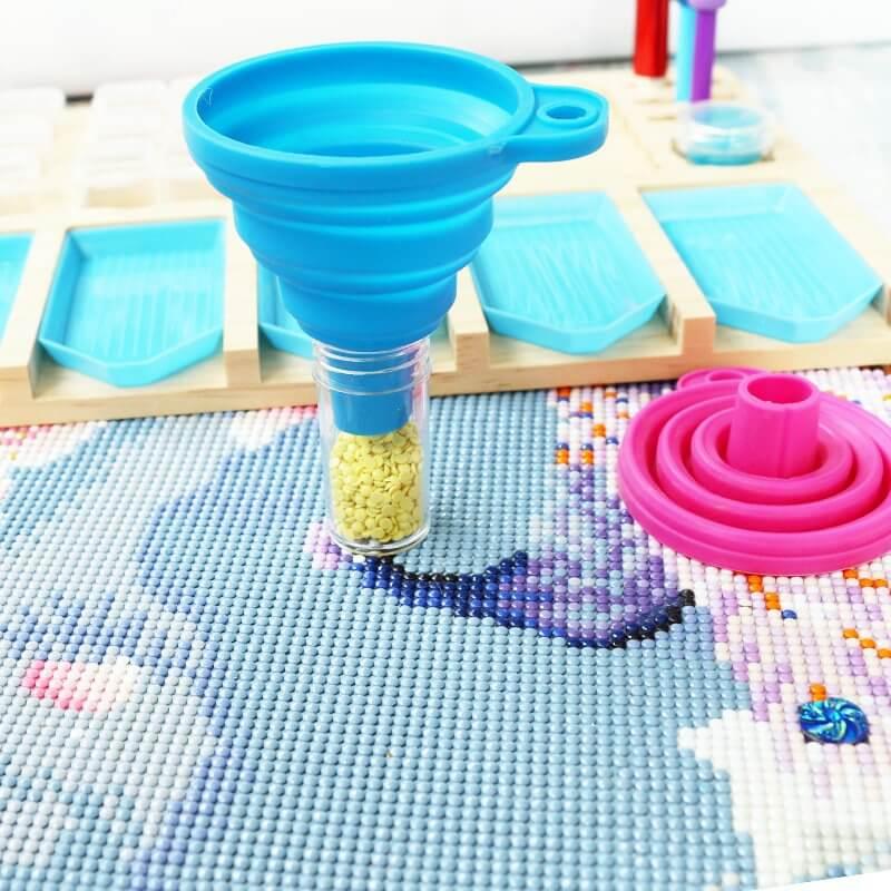 2 Pcs Diamond Painting Tools Funnel - Silicone Collapsible Funnel