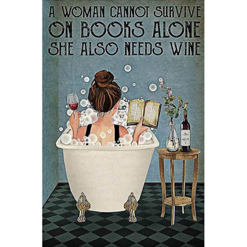 "A WOMEN CANNOT SURVIVE ON BOOKS ALONE - SHE ALSO NEEDS WINE" Free 5D Diamond Painting Kits MyCraftsGfit - Free 5D Diamond Painting mycraftsgift.com