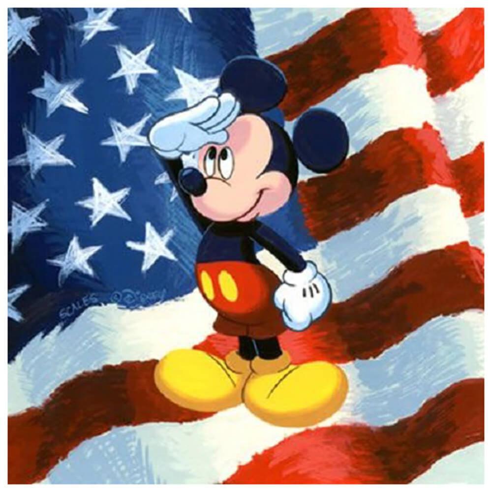 American Flag with Mickey Mouse Free 5D Diamond Painting Kits MyCraftsGfit - Free 5D Diamond Painting mycraftsgift.com