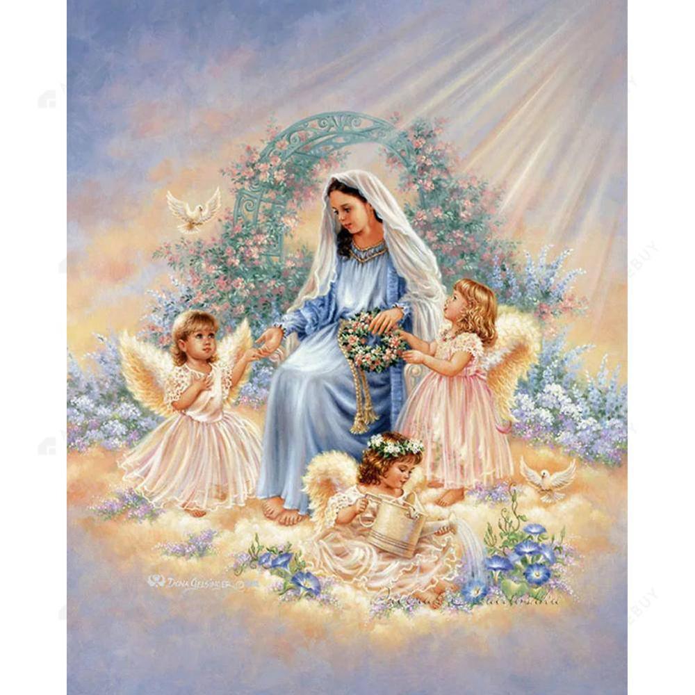 Angel Mother and Children Free 5D Diamond Painting Kits MyCraftsGfit - Free 5D Diamond Painting mycraftsgift.com