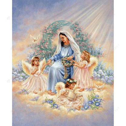 Angel Mother and Children Free 5D Diamond Painting Kits MyCraftsGfit - Free 5D Diamond Painting mycraftsgift.com