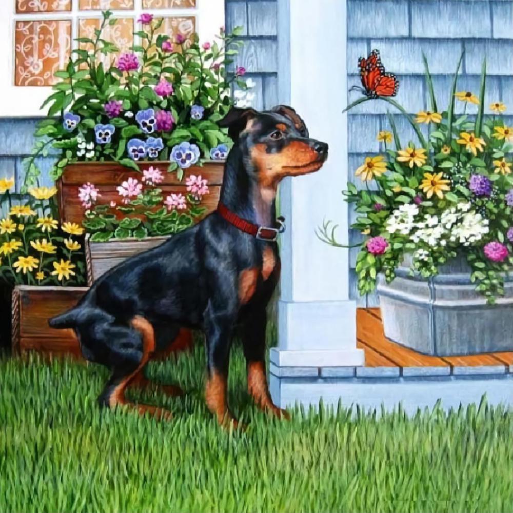 Free Backyard Dog - MyCraftsGfit - Free 5D Diamond Painting