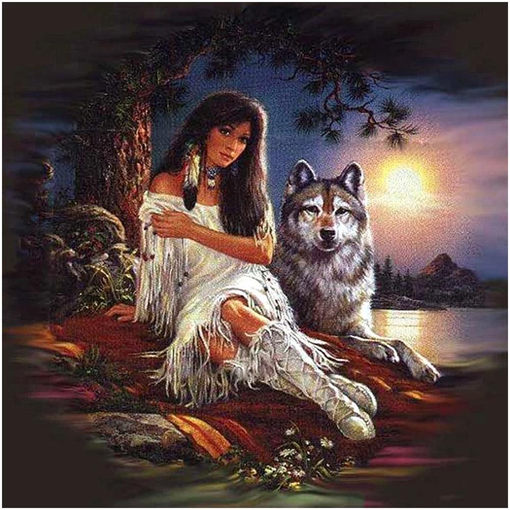 Beauty And The Wolf Free 5D Diamond Painting Kits MyCraftsGfit - Free 5D Diamond Painting mycraftsgift.com