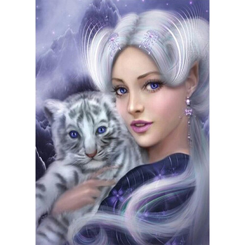 Free Beauty and Tiger - MyCraftsGfit - Free 5D Diamond Painting