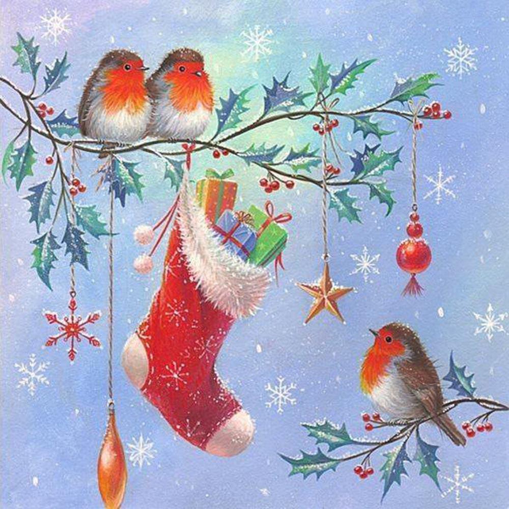 Free Birds Christmas Stockings - MyCraftsGfit - Free 5D Diamond Painting