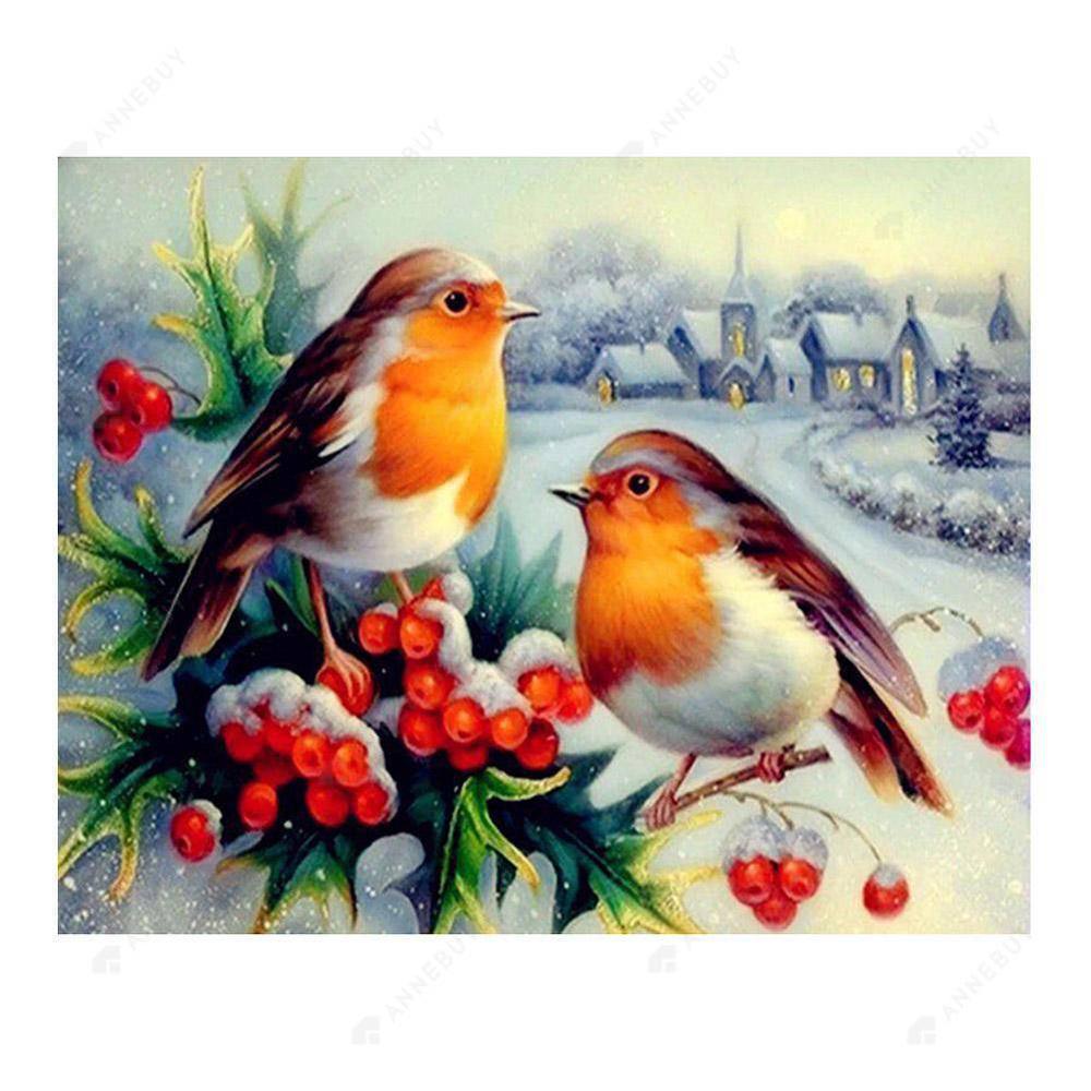 Free Birds in Snow Winter - MyCraftsGfit - Free 5D Diamond Painting