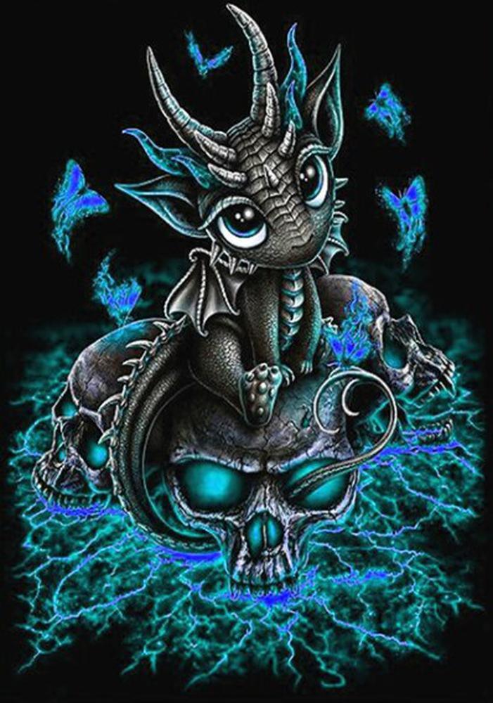 Free Blue Black Dragon - MyCraftsGfit - Free 5D Diamond Painting