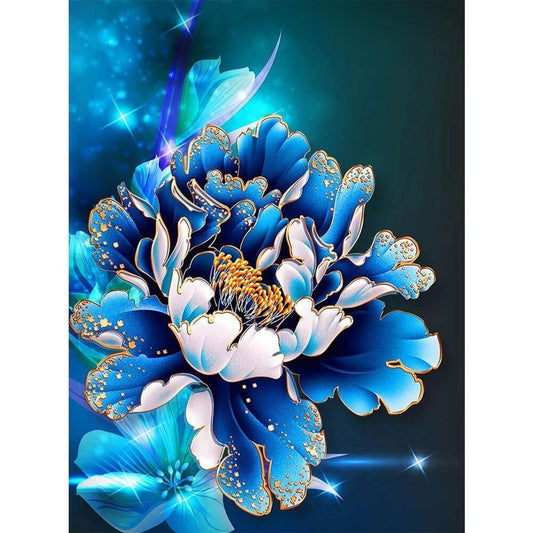 Blue Peony Flower Free 5D Diamond Painting Kits MyCraftsGfit - Free 5D Diamond Painting mycraftsgift.com