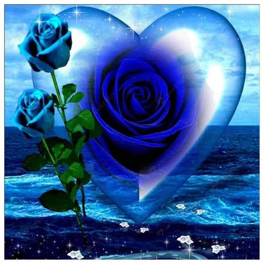 Blue Rose Heart Free 5D Diamond Painting Kits MyCraftsGfit - Free 5D Diamond Painting mycraftsgift.com