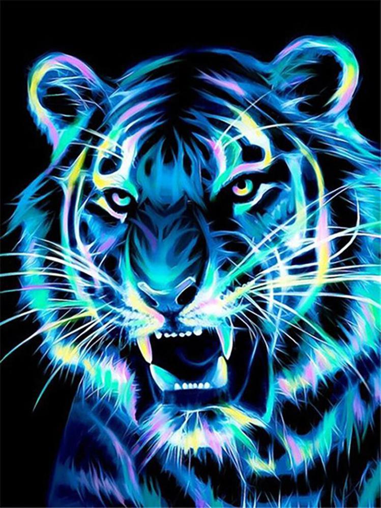 Free Blue Tiger - MyCraftsGfit - Free 5D Diamond Painting