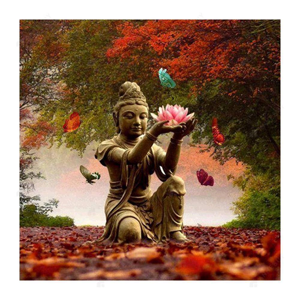 Free Buddha Holding Lotus - MyCraftsGfit - Free 5D Diamond Painting