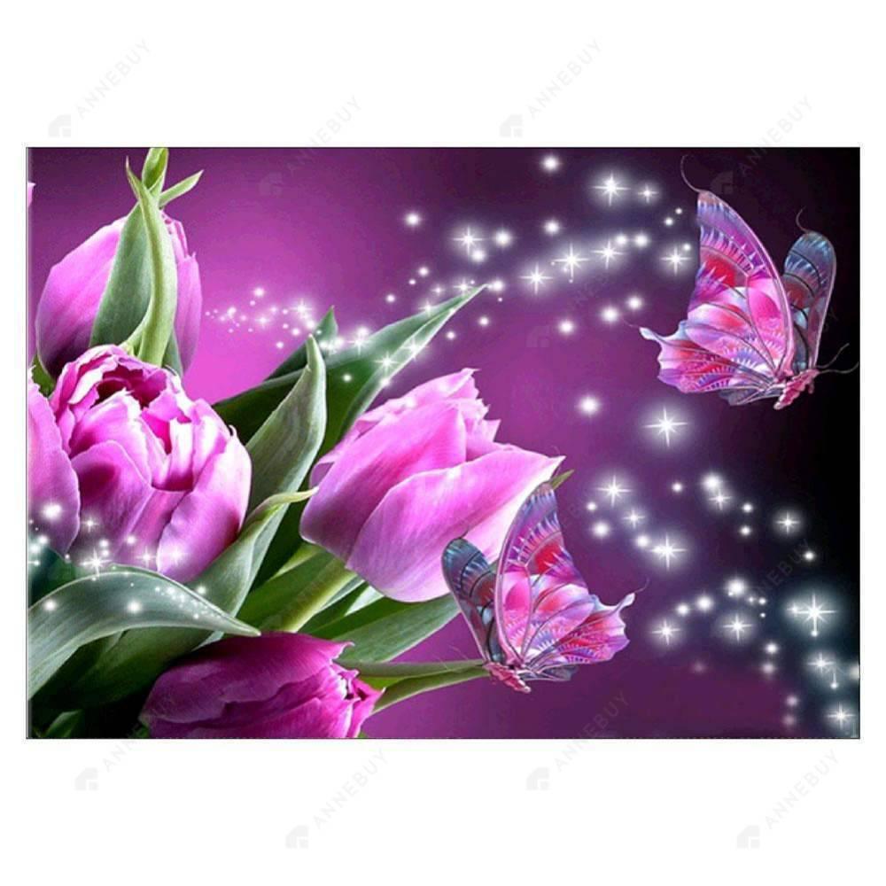 Free Butterfly Flower - MyCraftsGfit - Free 5D Diamond Painting