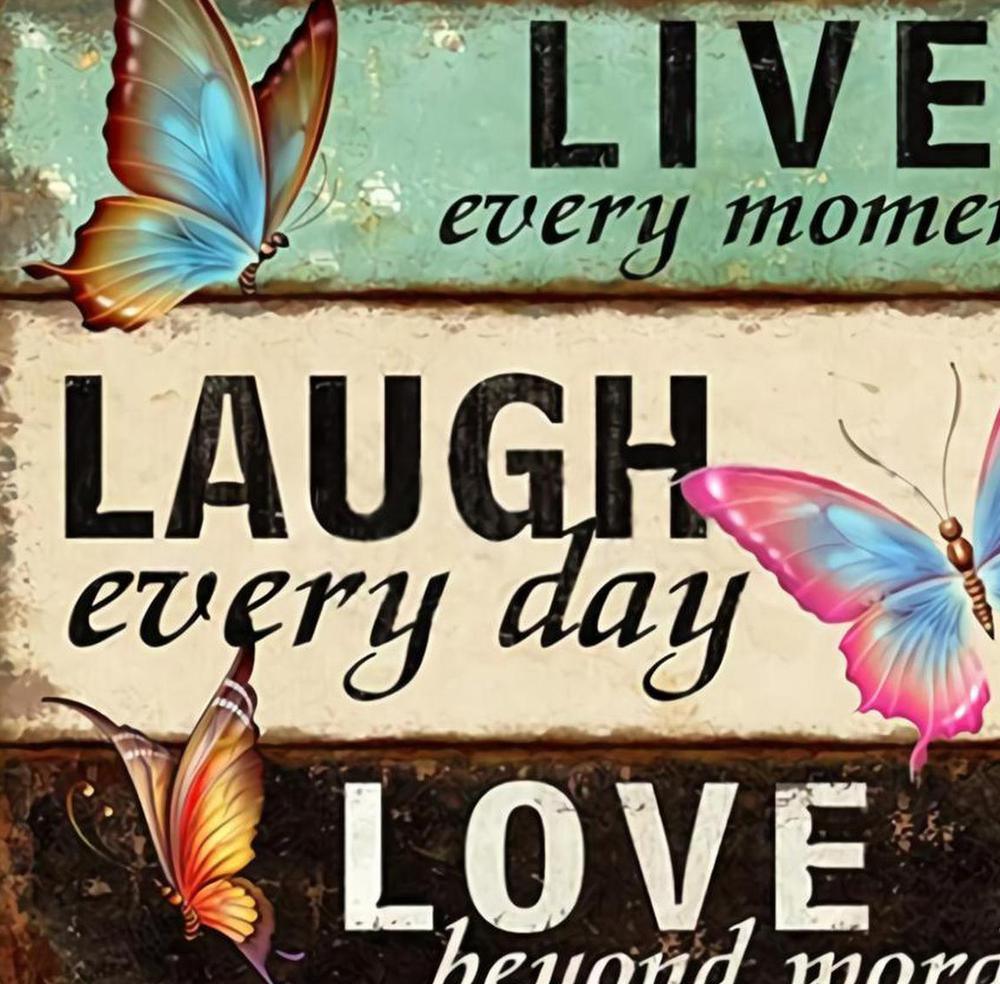 Free Butterfly “LIVE LAUGH LOVE” - MyCraftsGfit - Free 5D Diamond Painting