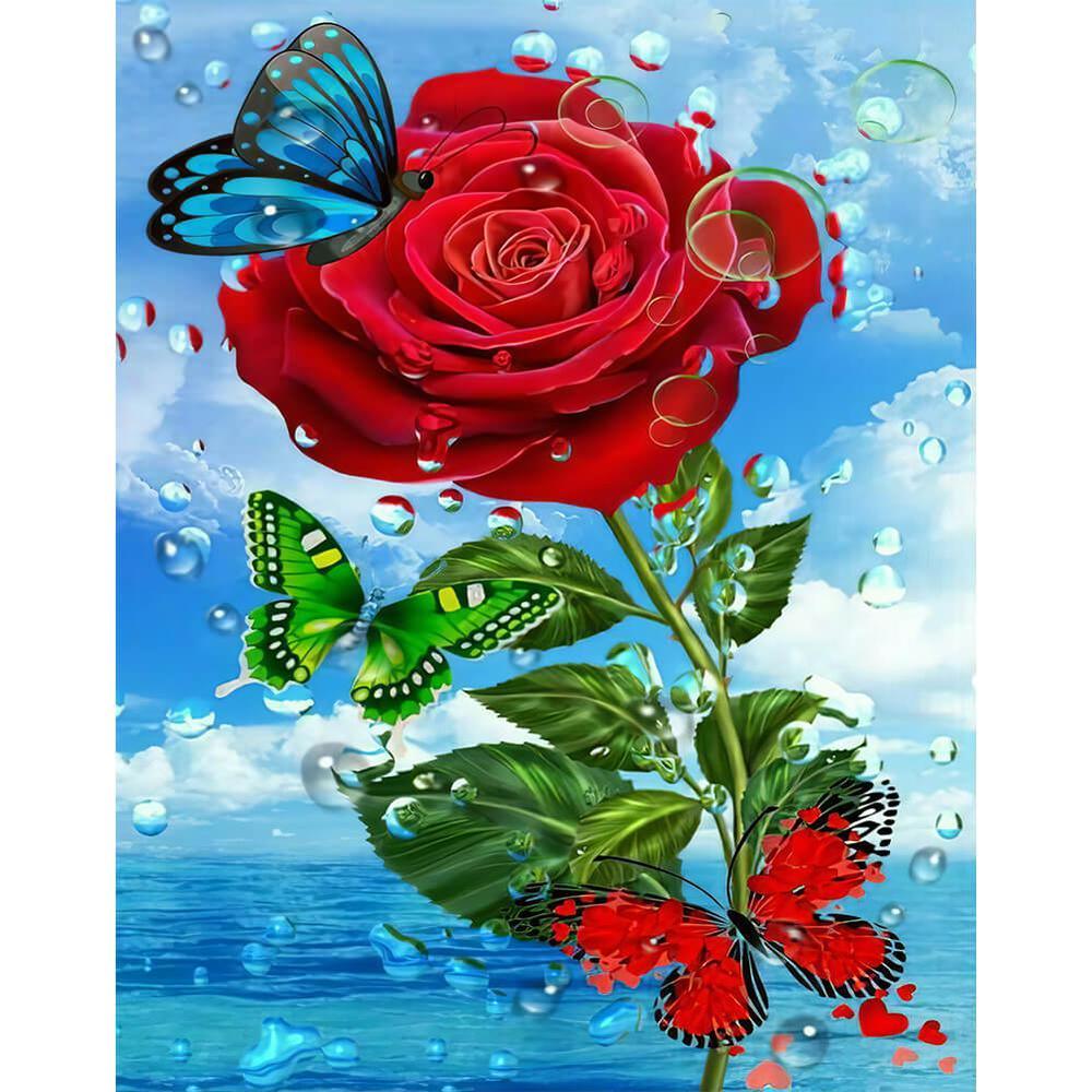 Butterfly Rose - MyCraftsGfit - Free 5D Diamond Painting