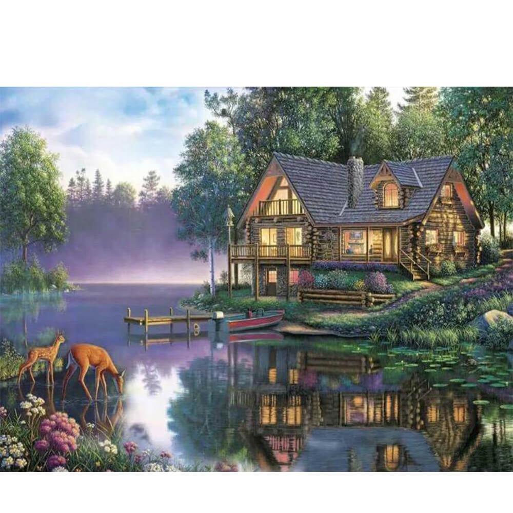 Cabin River Free 5D Diamond Painting Kits MyCraftsGfit - Free 5D Diamond Painting mycraftsgift.com