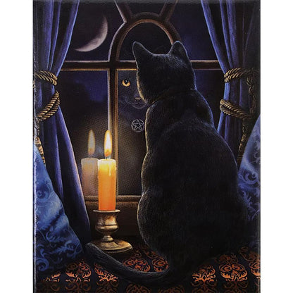 Free Candlelight Black Cat - MyCraftsGfit - Free 5D Diamond Painting