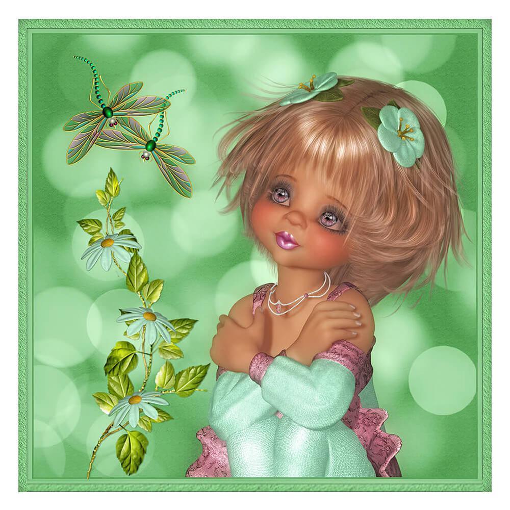 Free Cartoon Little Girl - MyCraftsGfit - Free 5D Diamond Painting