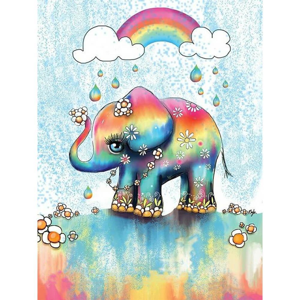 Cartoon Rainbow Elephant Free 5D Diamond Painting Kits MyCraftsGfit - Free 5D Diamond Painting mycraftsgift.com