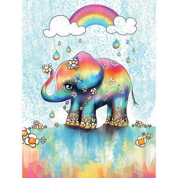 Cartoon Rainbow Elephant Free 5D Diamond Painting Kits MyCraftsGfit - Free 5D Diamond Painting mycraftsgift.com