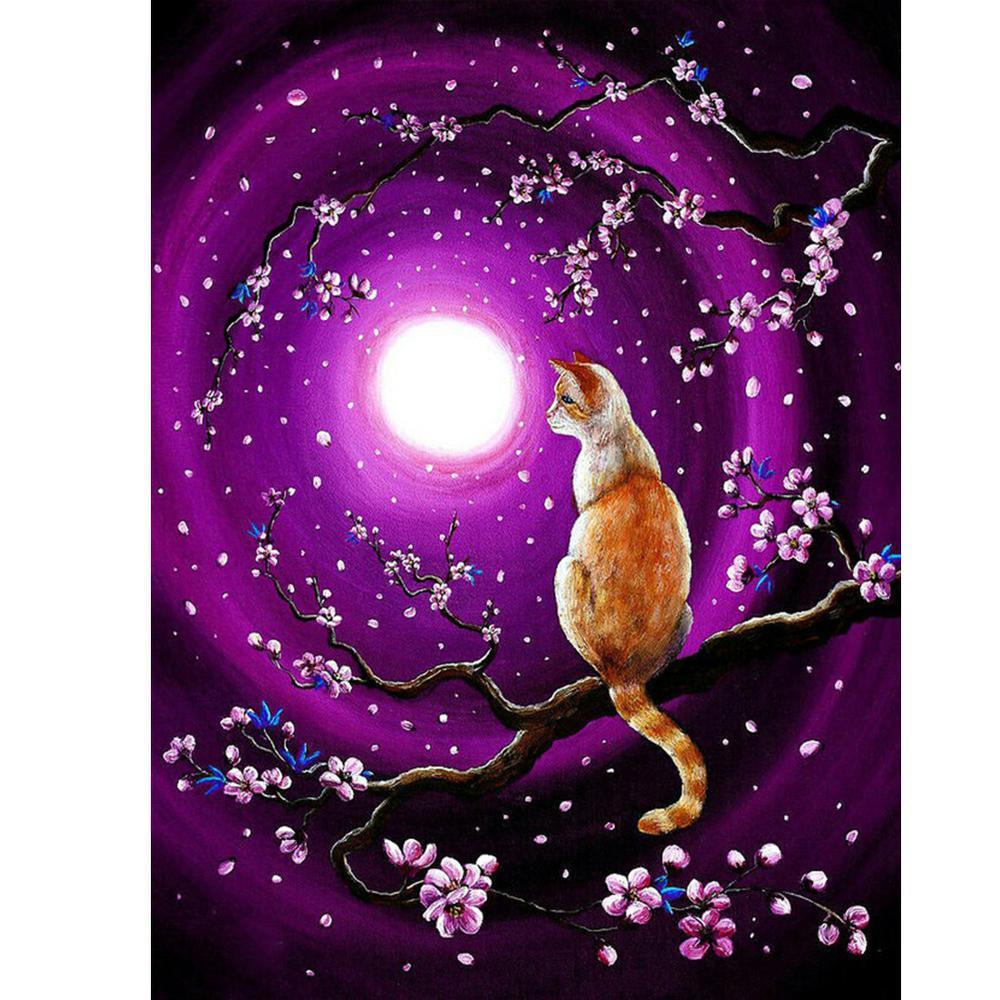 Free Cat Moon - MyCraftsGfit - Free 5D Diamond Painting