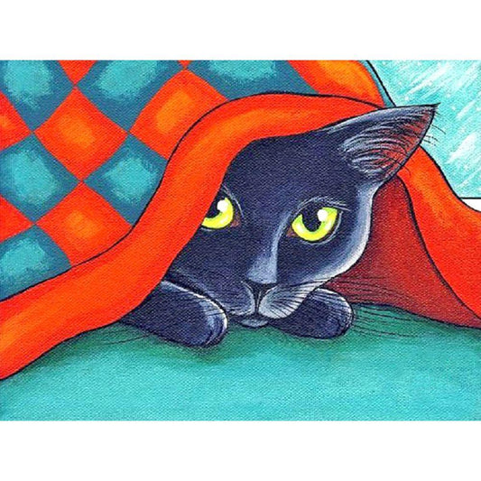 Free Cat Under Quilt - MyCraftsGfit - Free 5D Diamond Painting