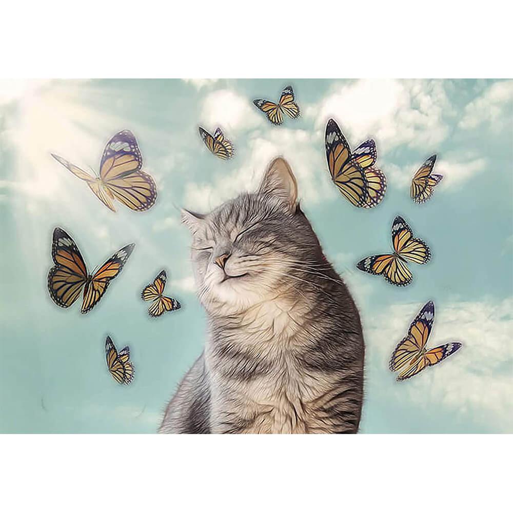 Free Cat and Butterfly - MyCraftsGfit - Free 5D Diamond Painting