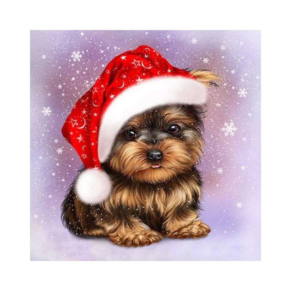 Christmas Cap Dog - MyCraftsGfit - Free 5D Diamond Painting