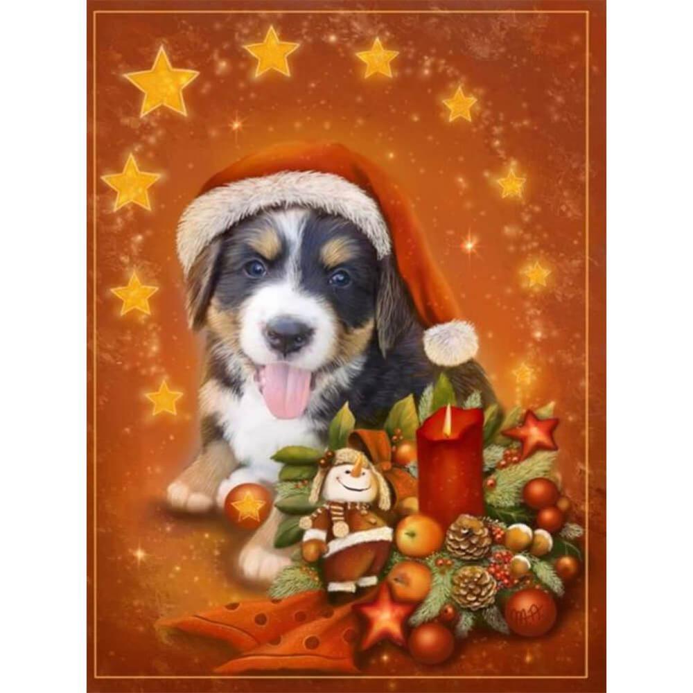 Free Christmas Dog - MyCraftsGfit - Free 5D Diamond Painting