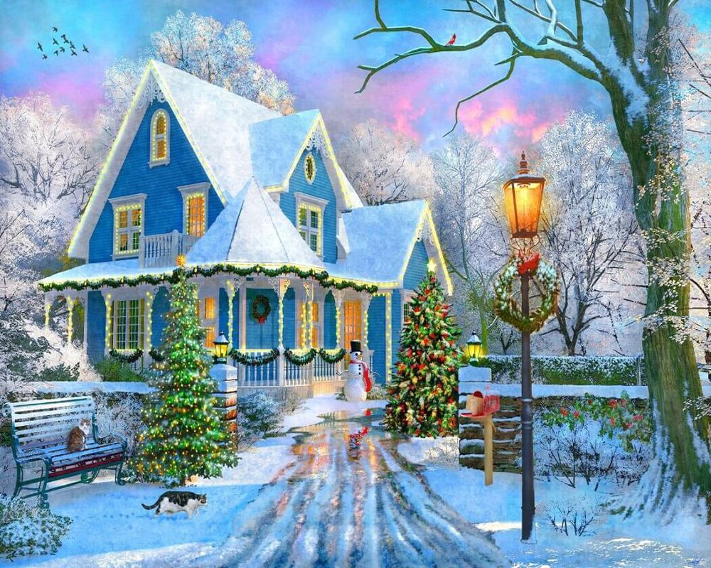 Free Christmas Houses - MyCraftsGfit - Free 5D Diamond Painting