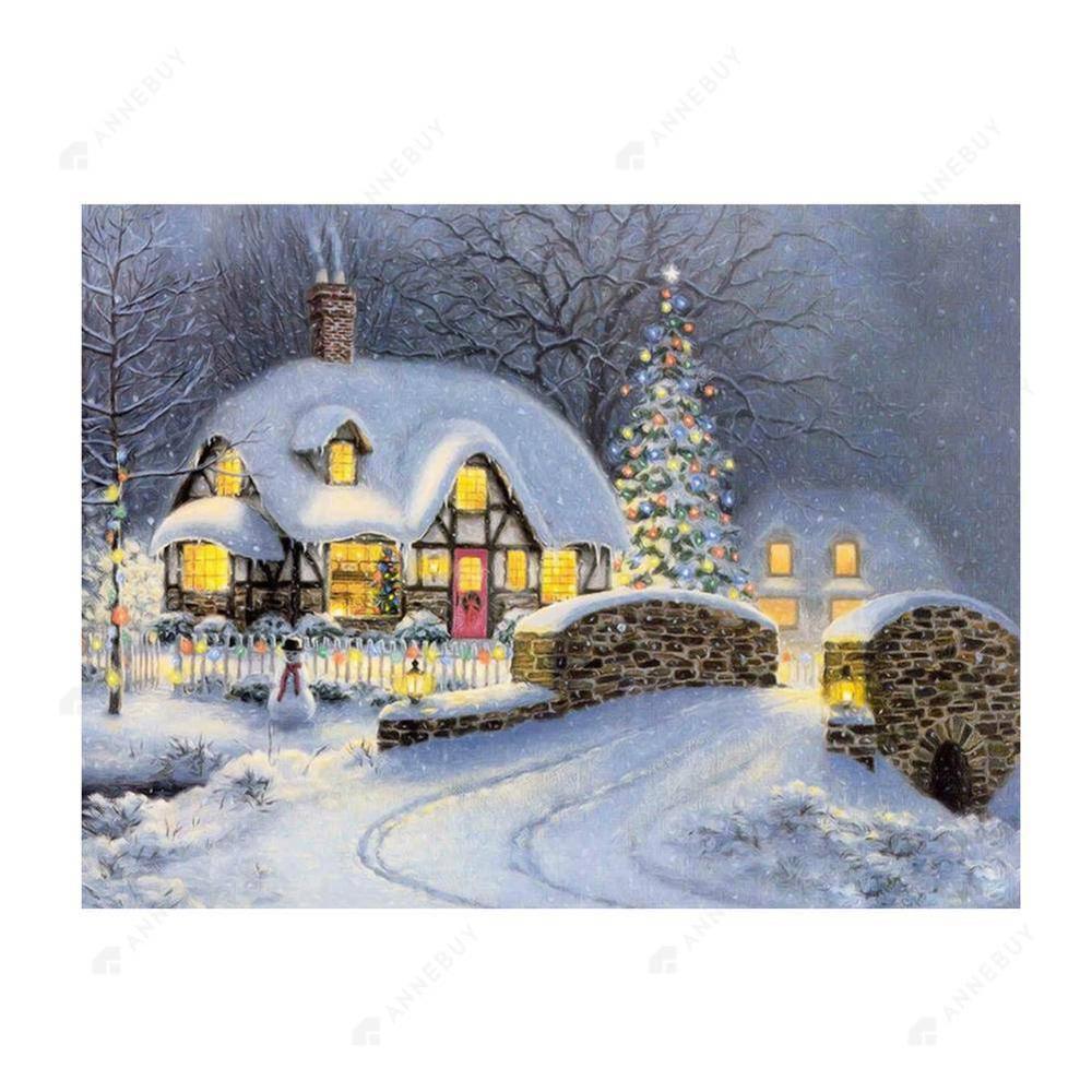 Free Christmas Night Snow - MyCraftsGfit - Free 5D Diamond Painting