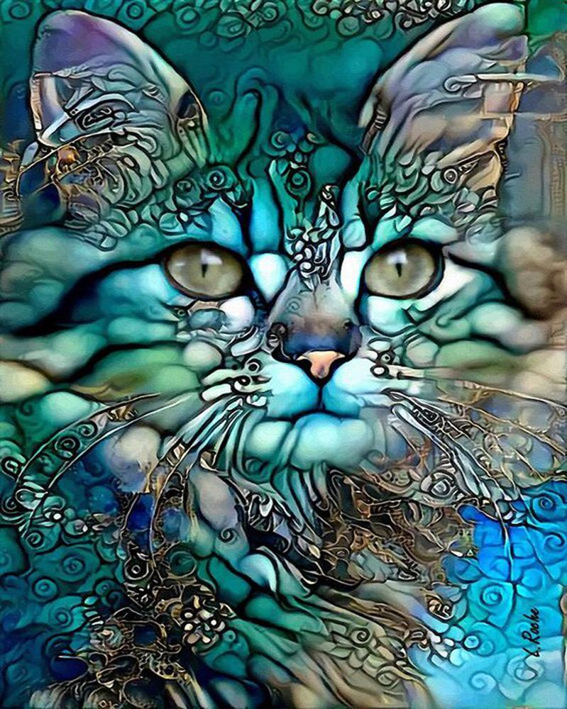 Free Colorful Cat - MyCraftsGfit - Free 5D Diamond Painting