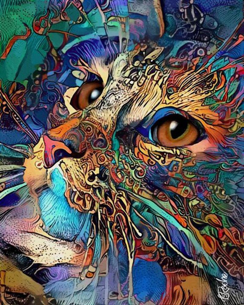 Free Colorful Cat - MyCraftsGfit - Free 5D Diamond Painting