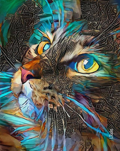 Free Colorful Cat - MyCraftsGfit - Free 5D Diamond Painting