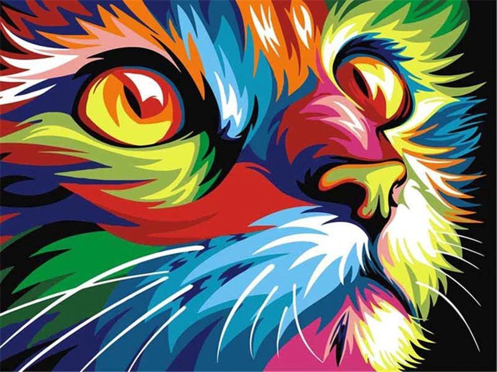 Free Colorful Cat - MyCraftsGfit - Free 5D Diamond Painting