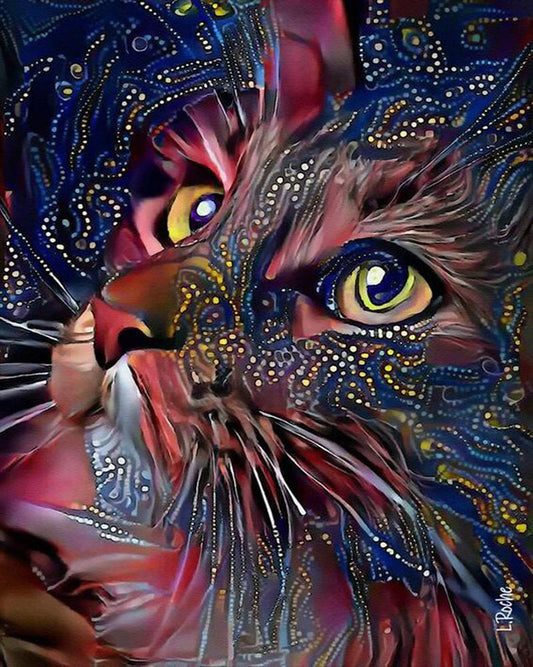 Free Colorful Cat - MyCraftsGfit - Free 5D Diamond Painting