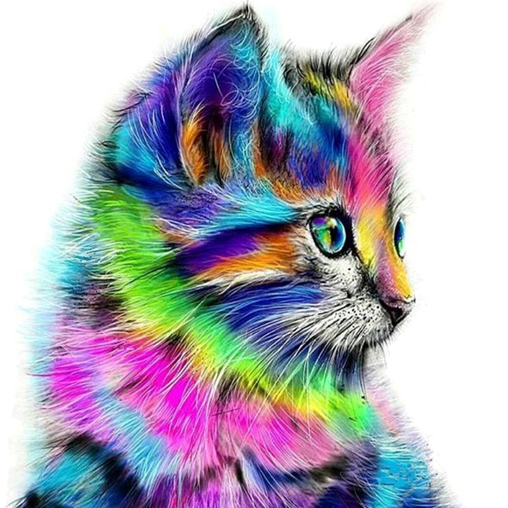 Free Colorful Cat - MyCraftsGfit - Free 5D Diamond Painting