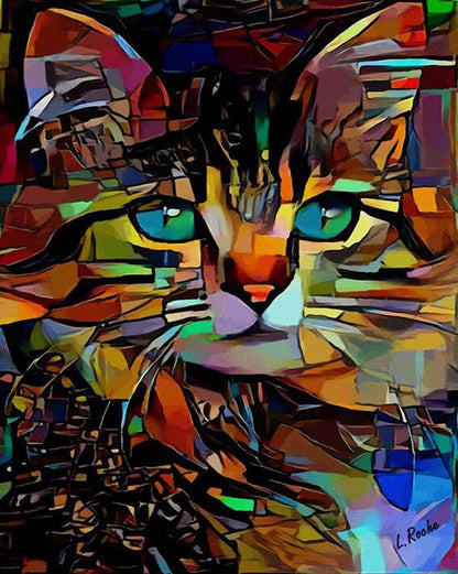 Free Colorful Cat - MyCraftsGfit - Free 5D Diamond Painting