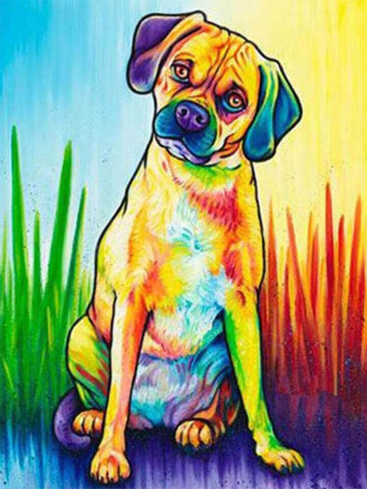 Free Colorful Dog - MyCraftsGfit - Free 5D Diamond Painting