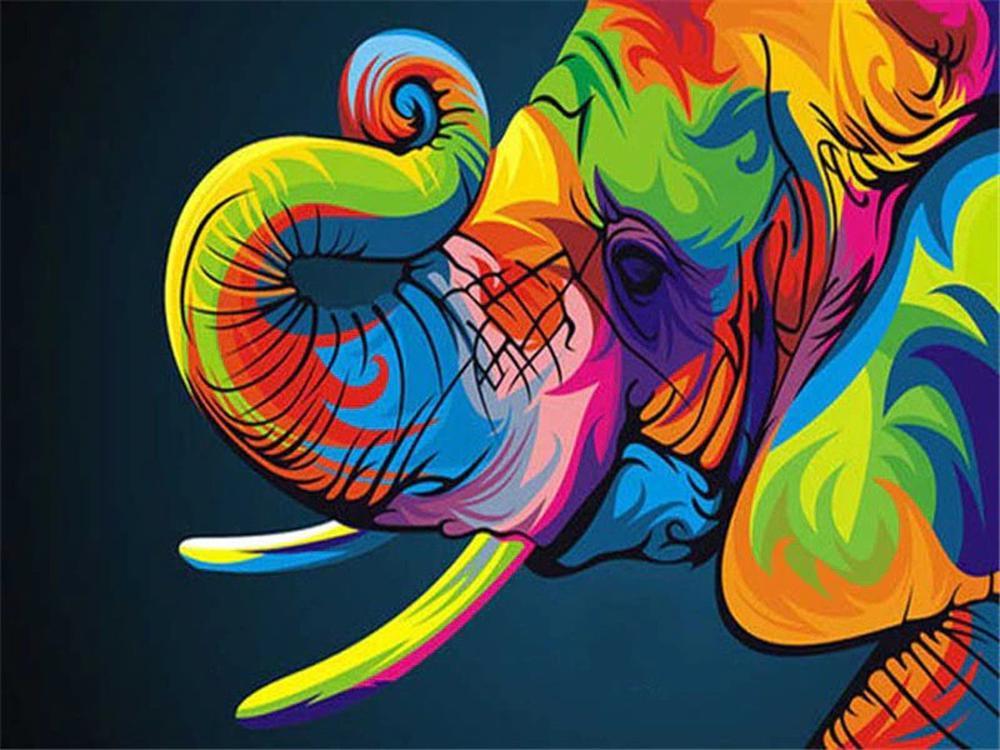 Free Colorful Elephant - MyCraftsGfit - Free 5D Diamond Painting