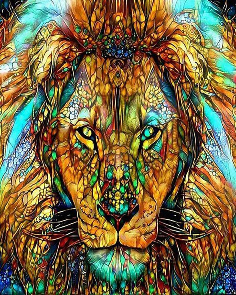 Free Colorful Lion - MyCraftsGfit - Free 5D Diamond Painting