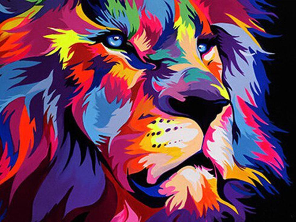 Colorful Lion Free 5D Diamond Painting Kits MyCraftsGfit - Free 5D Diamond Painting mycraftsgift.com