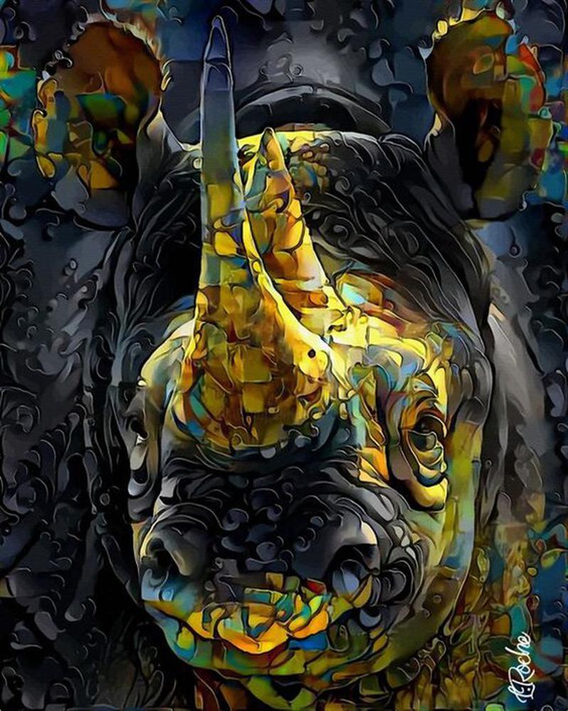 Free Colorful Rhino - MyCraftsGfit - Free 5D Diamond Painting