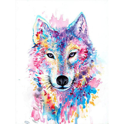 Free Colorful Wolf - MyCraftsGfit - Free 5D Diamond Painting