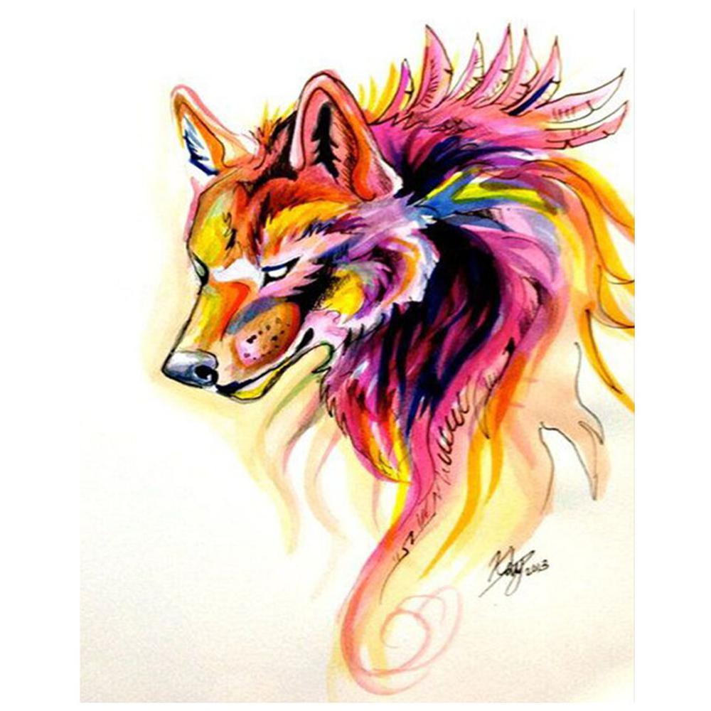 Free Colorful Wolf - MyCraftsGfit - Free 5D Diamond Painting