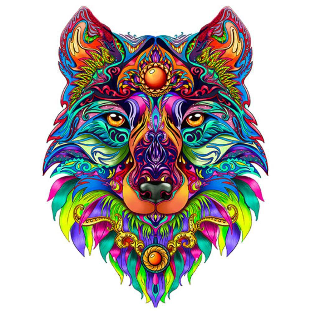 Free Colorful Wolf - MyCraftsGfit - Free 5D Diamond Painting