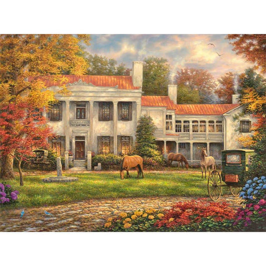 Free Courtyard horse - MyCraftsGfit - Free 5D Diamond Painting