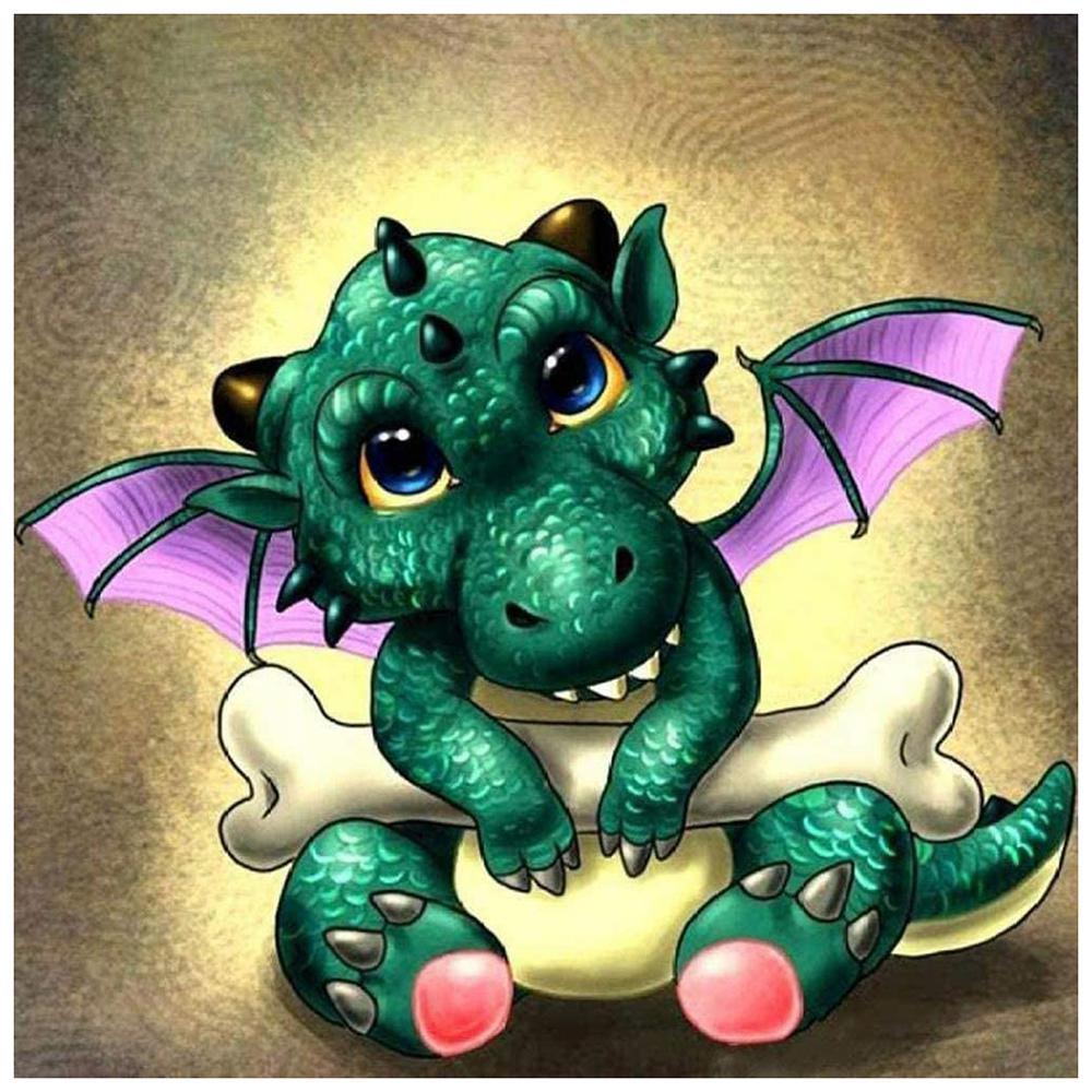 Free Cute Winged Dinosaur - MyCraftsGfit - Free 5D Diamond Painting