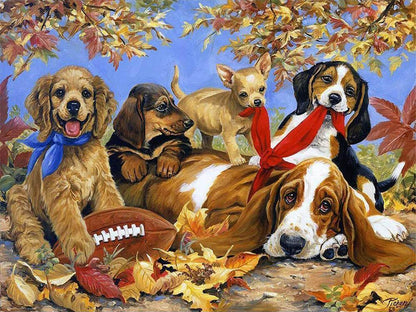 Free Dog And Football - MyCraftsGfit - Free 5D Diamond Painting