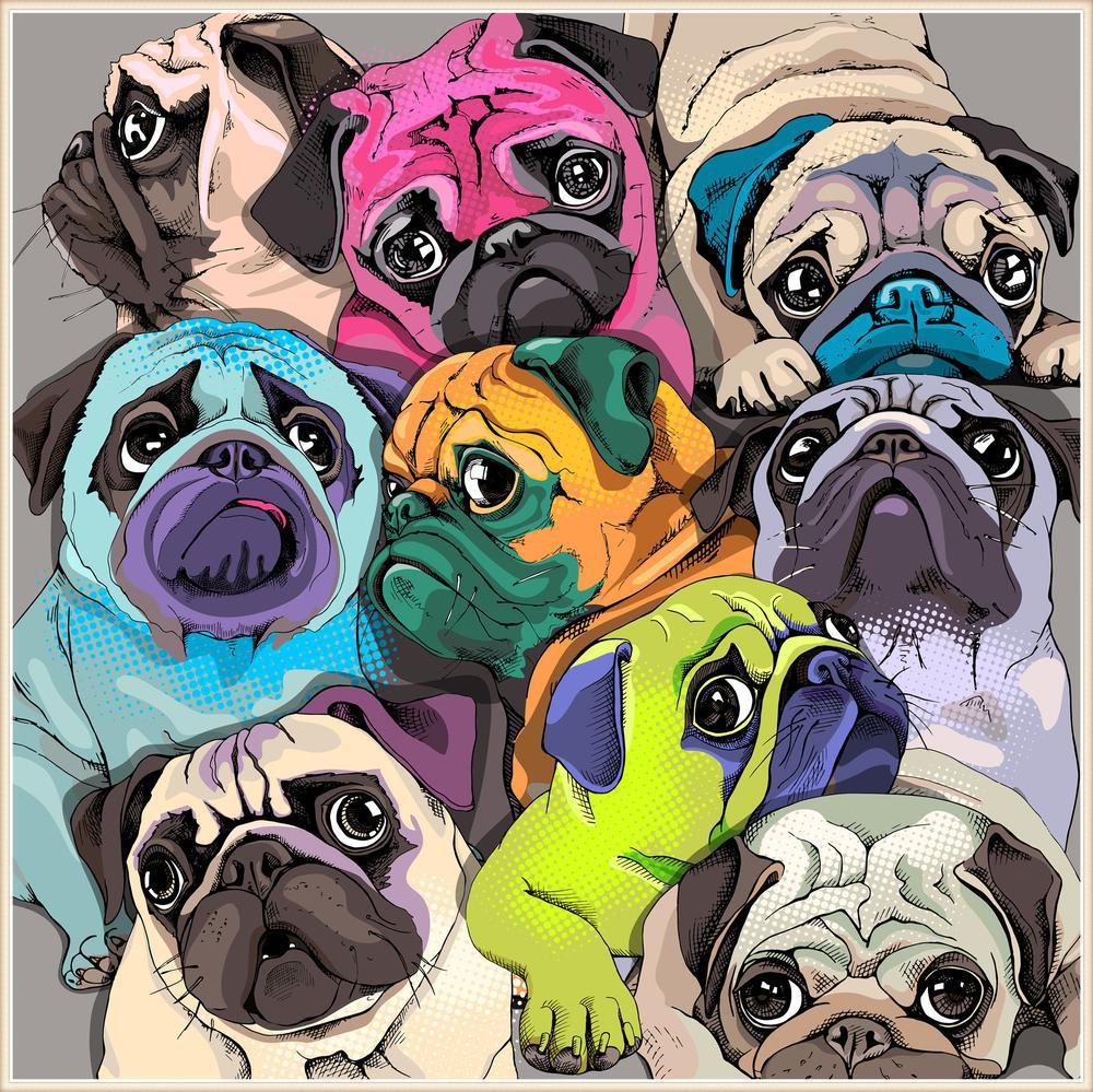 Free Dog “Pugs” - MyCraftsGfit - Free 5D Diamond Painting