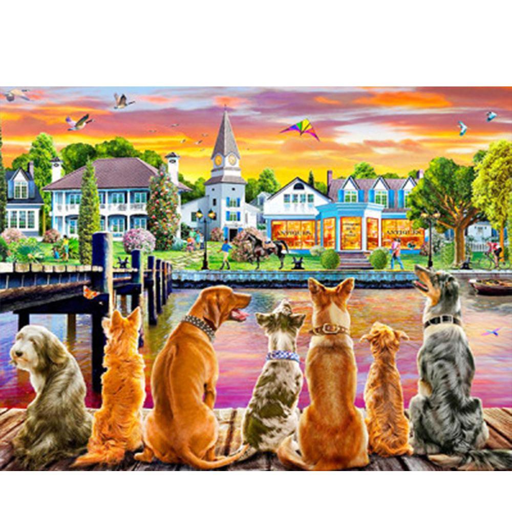 Dogs Houses - MyCraftsGfit - Free 5D Diamond Painting
